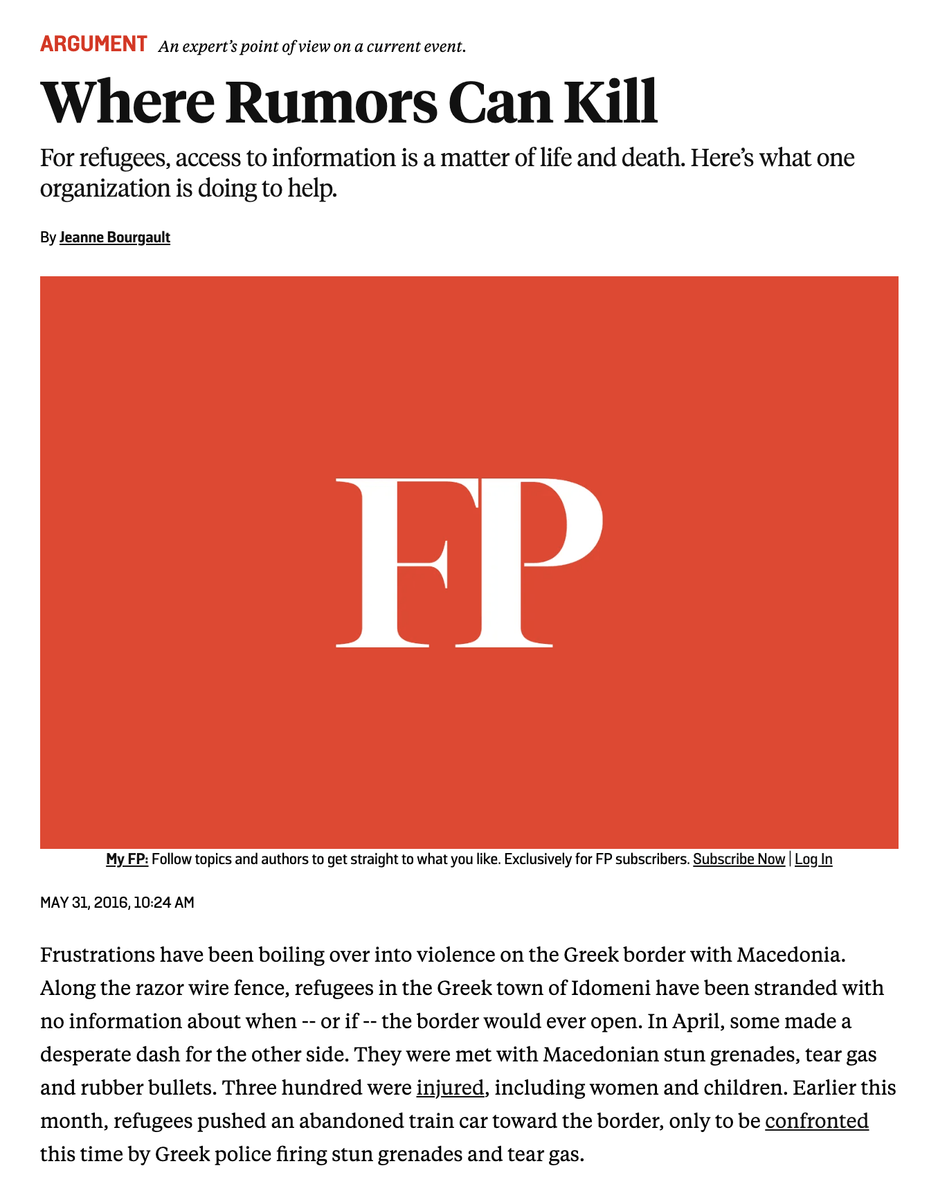 Where Rumors Can Kill (Foreign Policy)