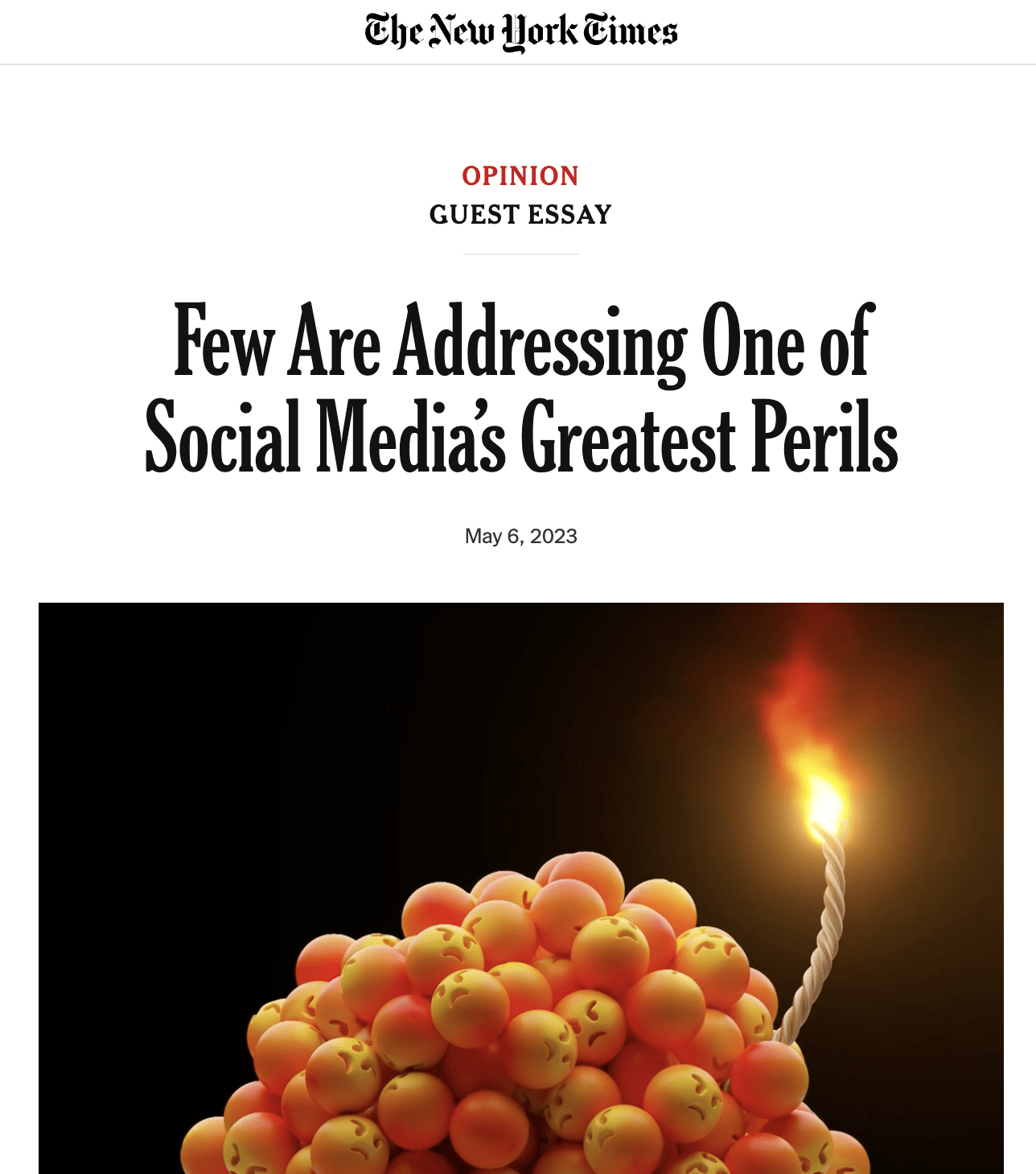 Few Are Addressing One of Social Media’s Greatest Perils (The New York Times)