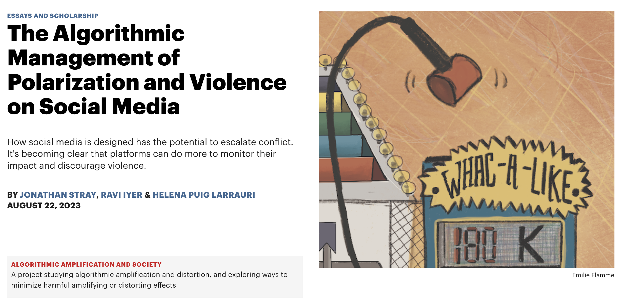 The Algorithmic Management of Polarization and Violence on Social Media (2023)